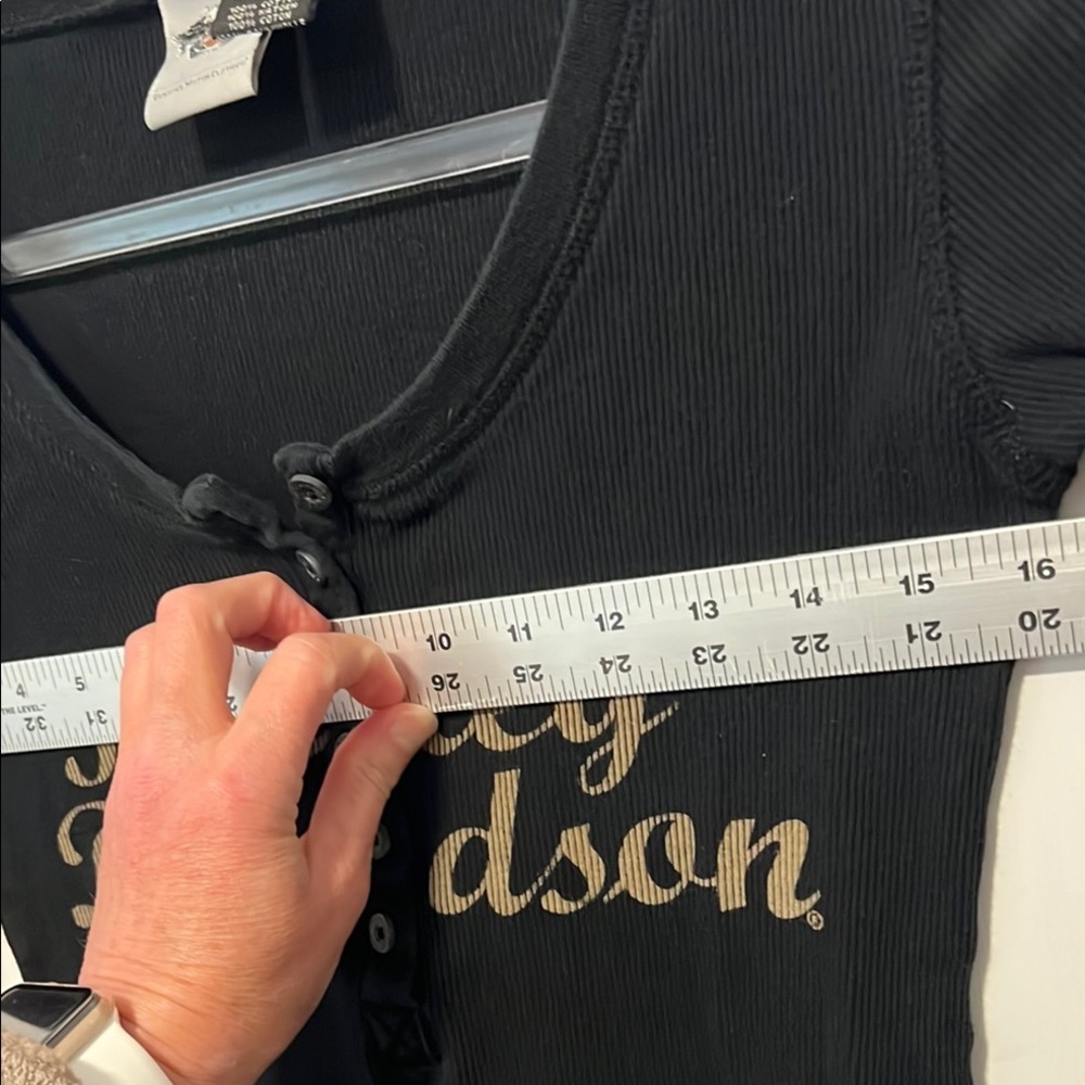 Harley-Davidson Sexy Black w Tan Logo Fitted Long Sleeve - Picture 8 of 9